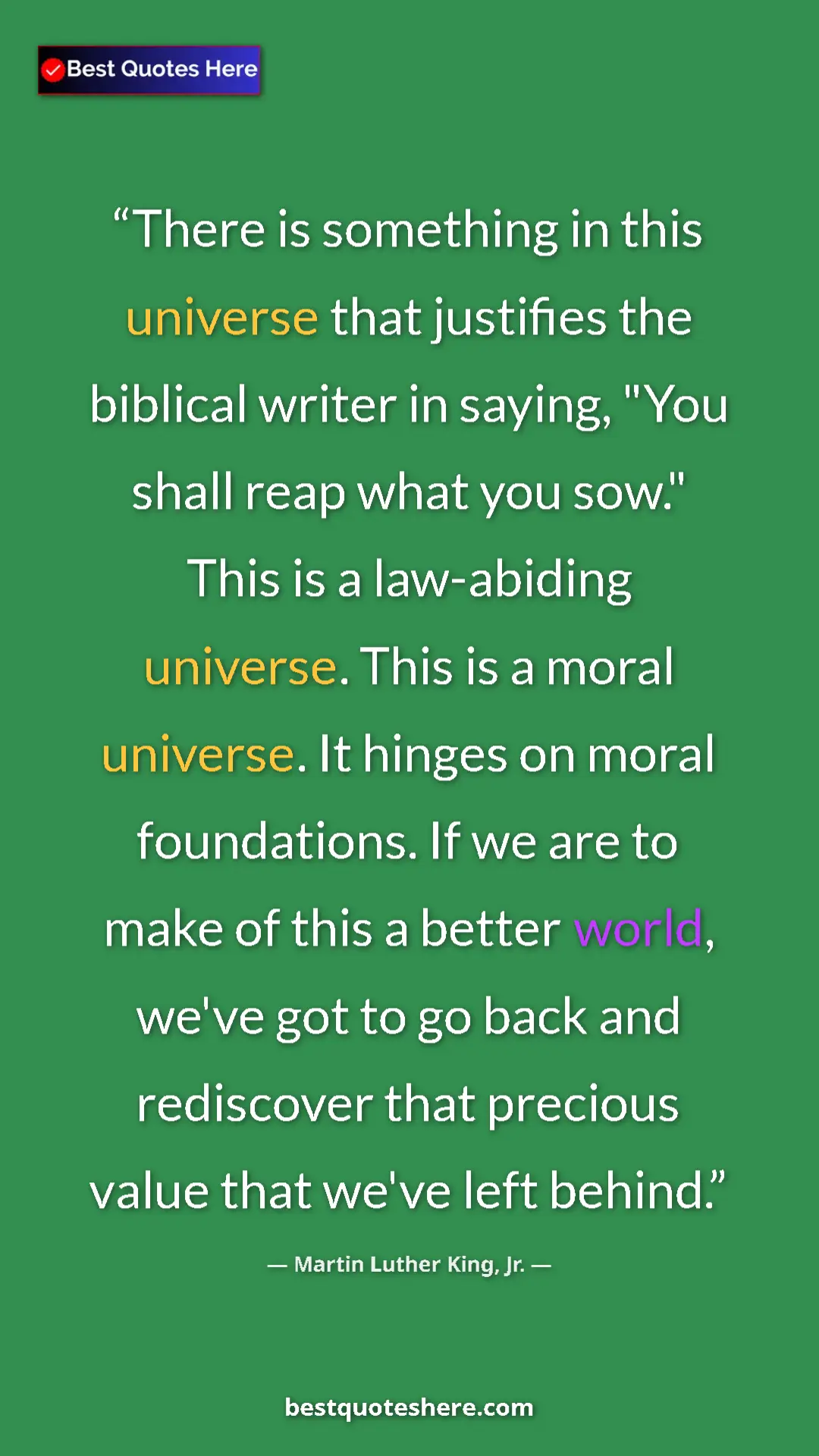 Martin Luther King, Jr. Quote Card: "There is something in this universe that justifies the..." Pinterest quote poster by Martin Luther King, Jr.: "There is something in this universe that justifies the..."