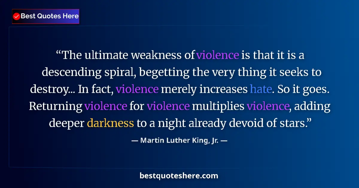 Quote by Martin Luther King, Jr.: The ultimate weakness of violence is that it is a