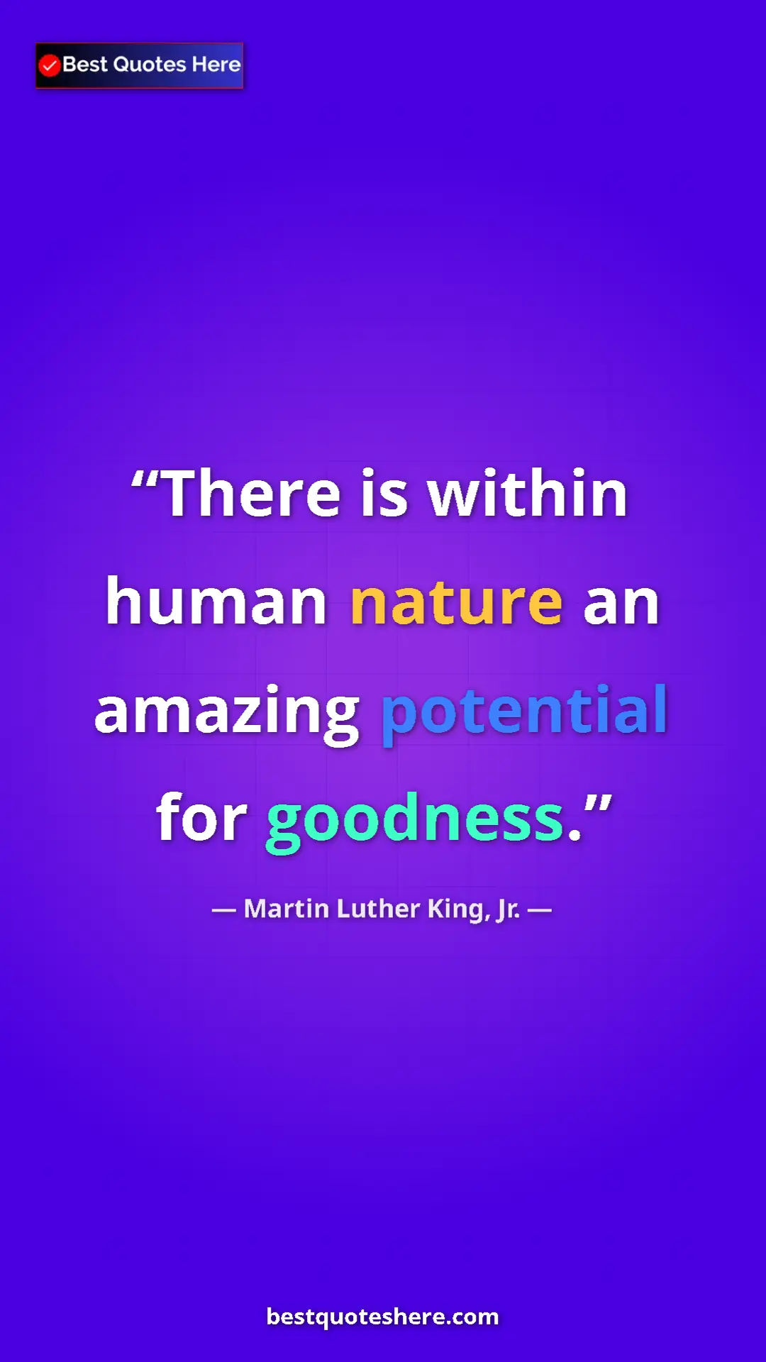 Pinterest quote poster by Martin Luther King, Jr.: "There is within human nature an amazing potential for..."