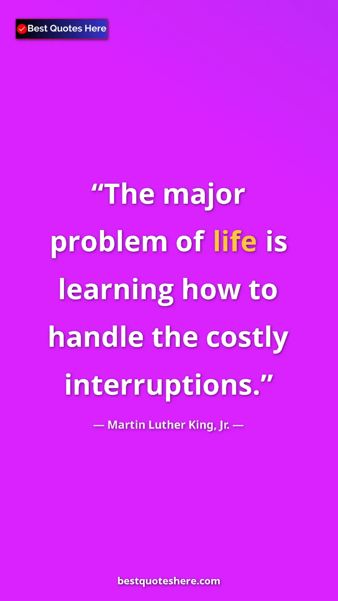 Pinterest quote poster by Martin Luther King, Jr.: "The major problem of life is learning how to handle the..."