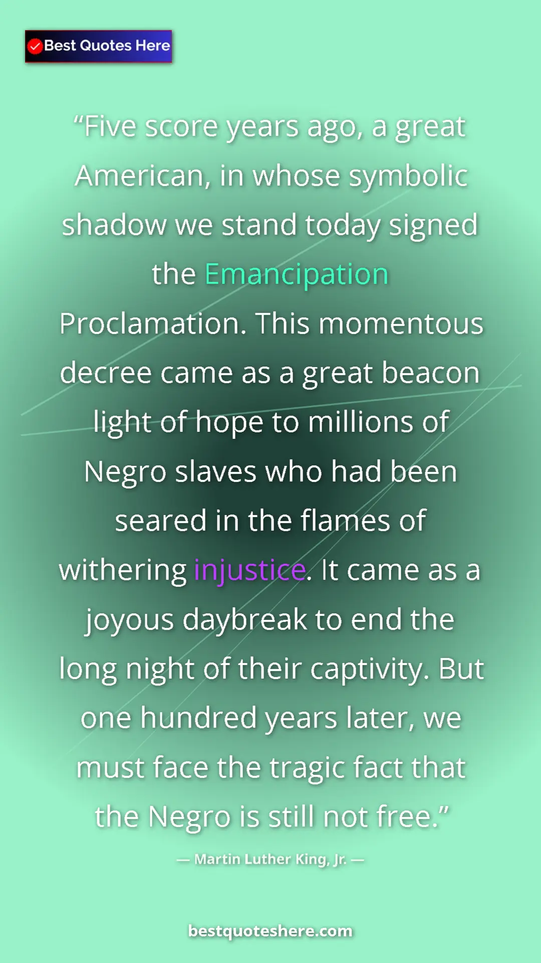 Martin Luther King, Jr. Quote Card: "Five score years ago, a great American, in whose symbolic..." Pinterest quote poster by Martin Luther King, Jr.: "Five score years ago, a great American, in whose symbolic..."