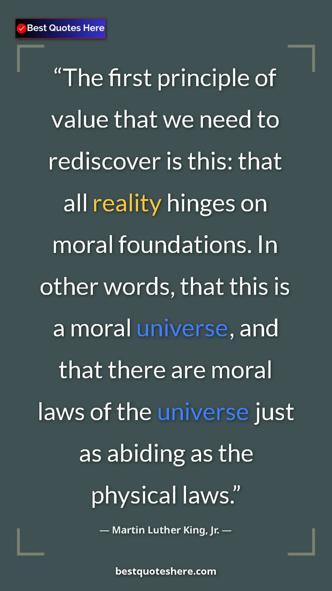 Martin Luther King, Jr. Quote Card: "The first principle of value that we need to rediscover is..." Pinterest quote poster by Martin Luther King, Jr.: "The first principle of value that we need to rediscover is..."
