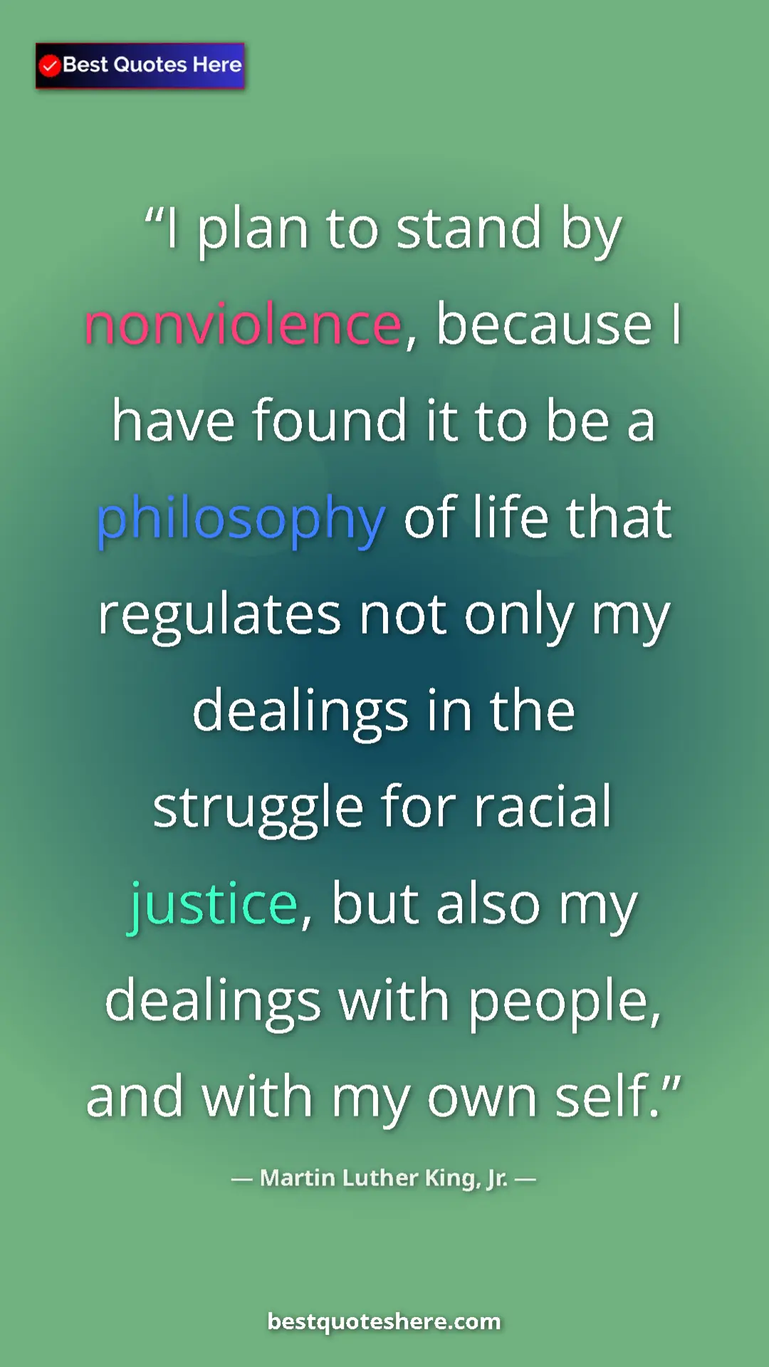 Martin Luther King, Jr. Quote Card: "I plan to stand by nonviolence, because I have found it to..." Pinterest quote poster by Martin Luther King, Jr.: "I plan to stand by nonviolence, because I have found it to..."