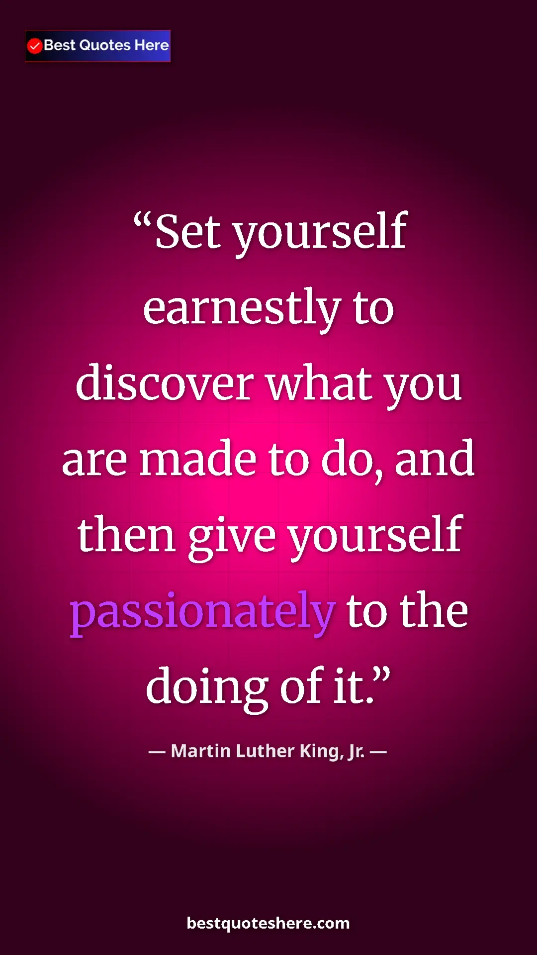 Martin Luther King, Jr. Quote Card: "Set yourself earnestly to discover what you are made to do,..." Pinterest quote poster by Martin Luther King, Jr.: "Set yourself earnestly to discover what you are made to do,..."