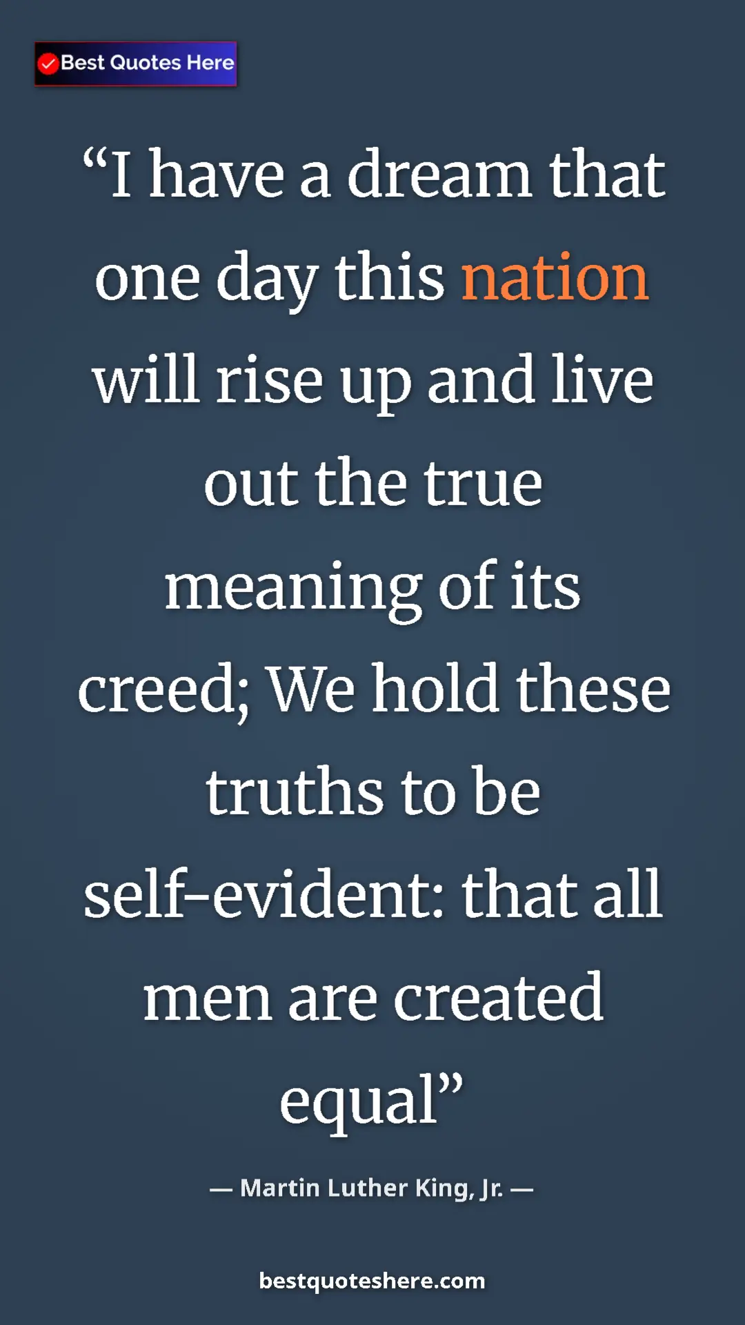 Martin Luther King, Jr. Quote Card: "I have a dream that one day this nation will rise up and..." Pinterest quote poster by Martin Luther King, Jr.: "I have a dream that one day this nation will rise up and..."