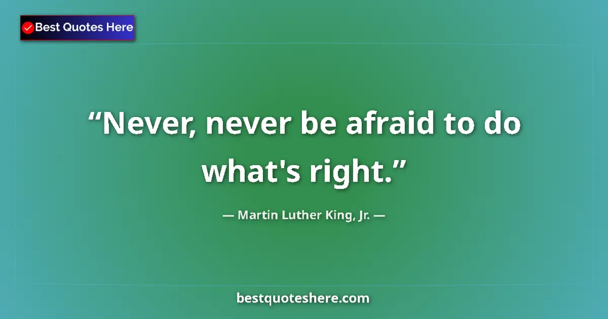 Quote by Martin Luther King, Jr.: Never, never be afraid to do what's right.