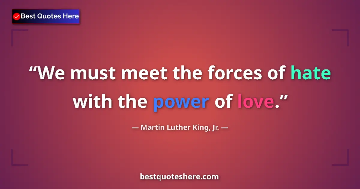 Image for the quote by Martin Luther King Jr: We must meet the forces of hate with the power of love....