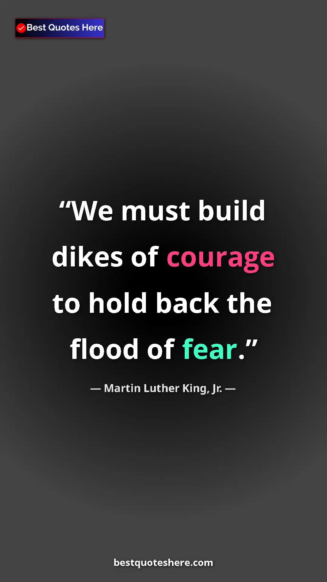 Pinterest quote poster by Martin Luther King, Jr.: "We must build dikes of courage to hold back the flood of..."