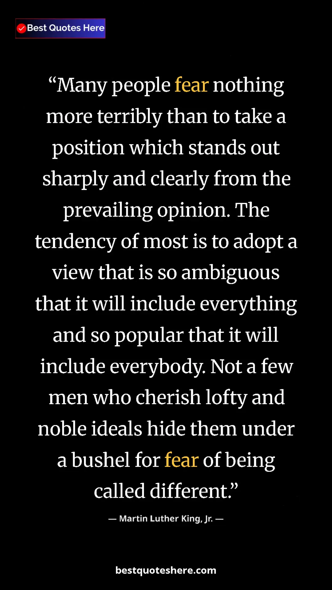 Martin Luther King, Jr. Quote Card: "Many people fear nothing more terribly than to take a..." Pinterest quote poster by Martin Luther King, Jr.: "Many people fear nothing more terribly than to take a..."