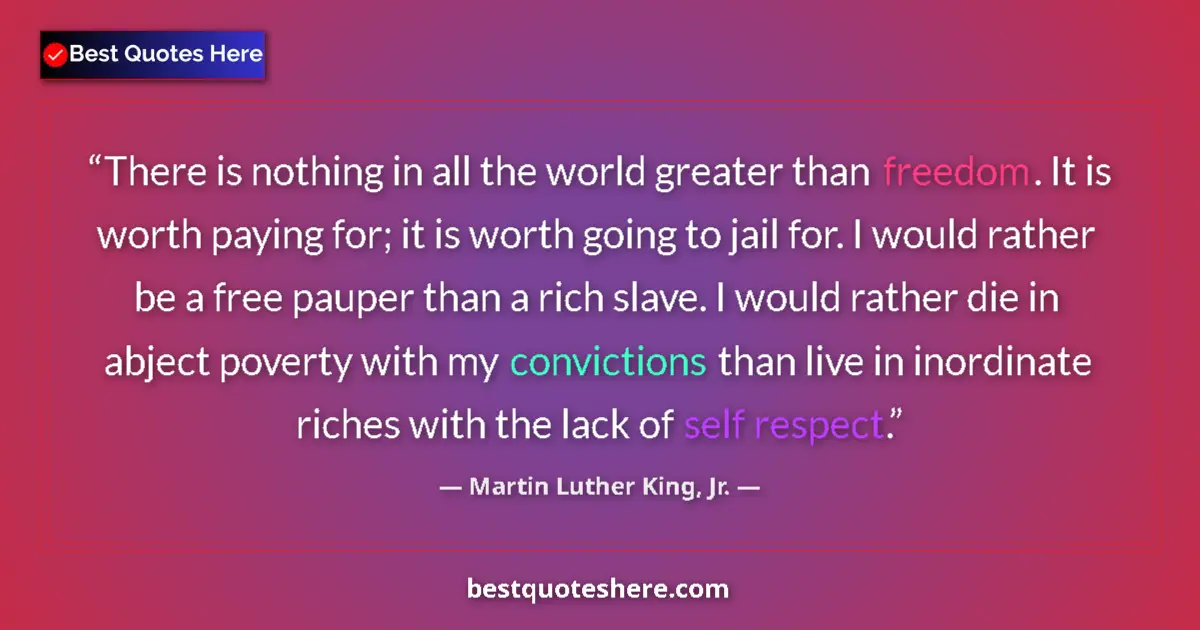 Quote by Martin Luther King, Jr.: There is nothing in all the world greater than freedom. It is worth paying for; it is worth going to...