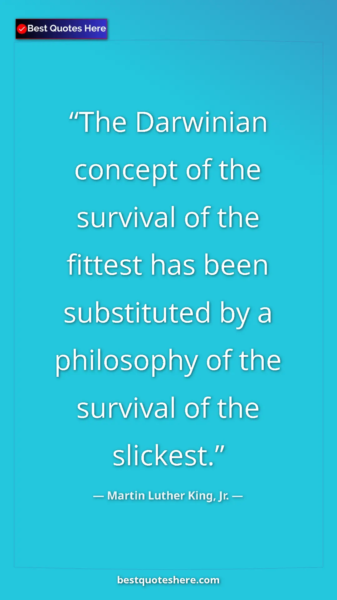 Martin Luther King, Jr. Quote Card: "The Darwinian concept of the survival of the fittest has..." Pinterest quote poster by Martin Luther King, Jr.: "The Darwinian concept of the survival of the fittest has..."