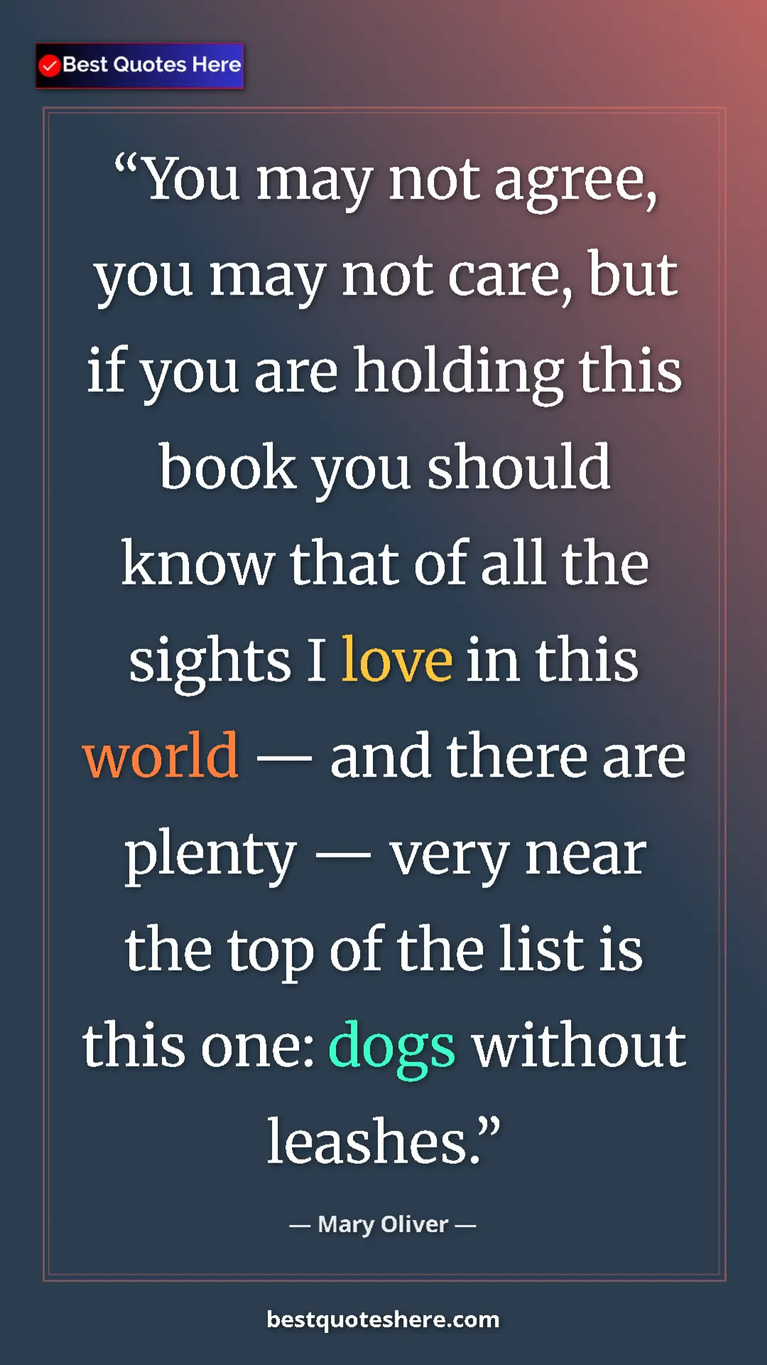 Pinterest quote poster by Mary Oliver: "You may not agree, you may not care, but if you are holding..."
