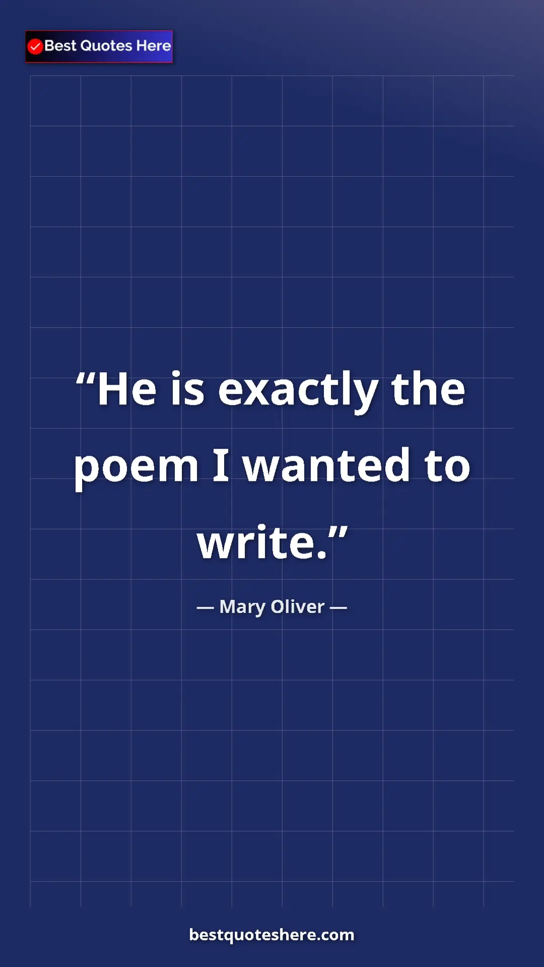 Pinterest quote poster by Mary Oliver: "He is exactly the poem I wanted to write."