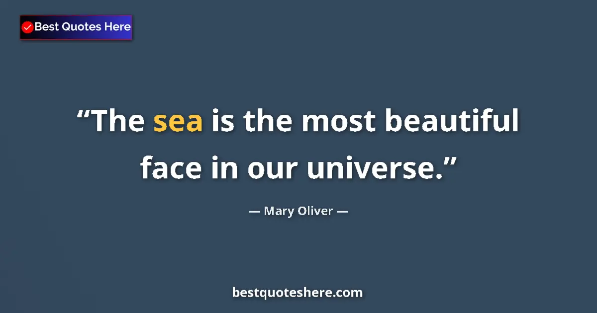 Image for the quote by Mary Oliver: The sea is the most beautiful face in our universe....