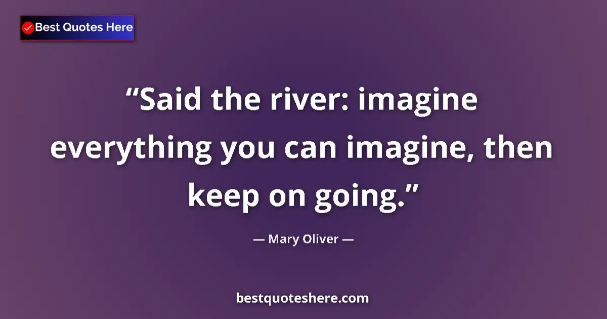 Quote by Mary Oliver: Said the river: imagine everything you can imagine, then keep on going....
