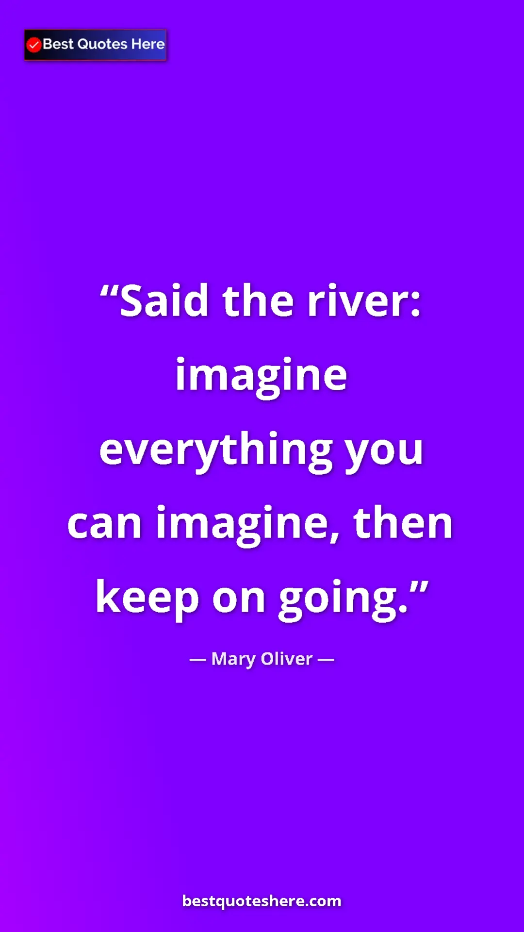 Pinterest quote poster by Mary Oliver: "Said the river: imagine everything you can imagine, then..."