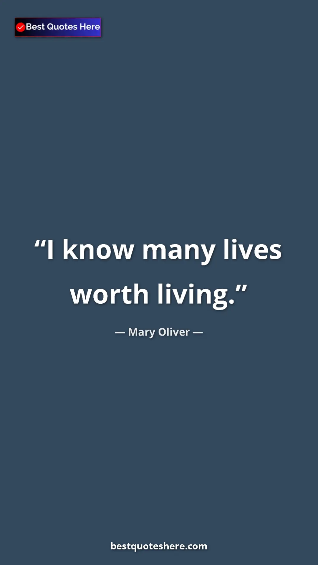 Pinterest quote poster by Mary Oliver: "I know many lives worth living."