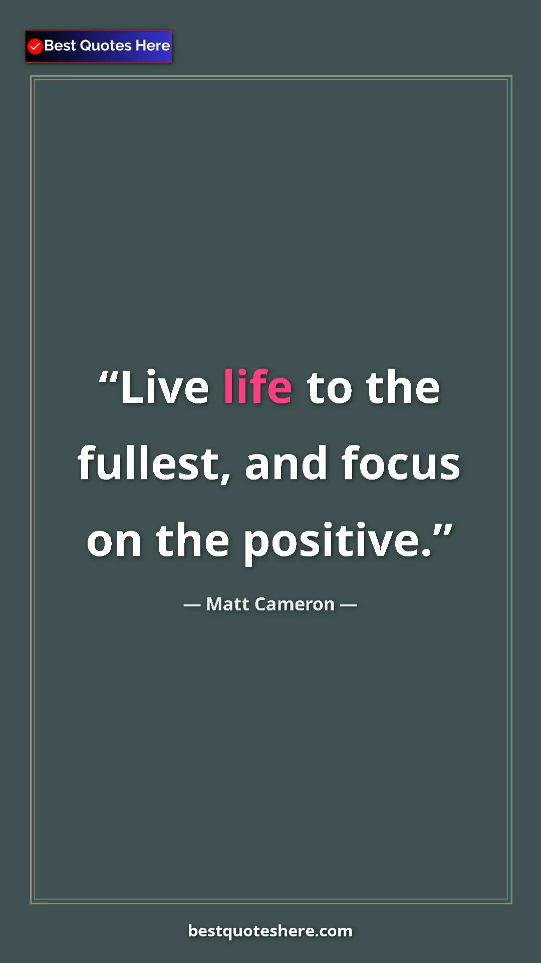 Pinterest quote poster by Matt Cameron: "Live life to the fullest, and focus on the positive."