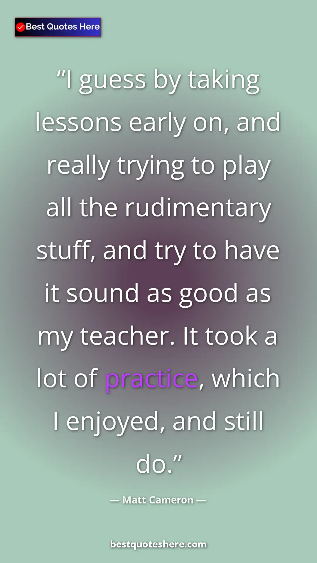 Pinterest quote poster by Matt Cameron: "I guess by taking lessons early on, and really trying to..."