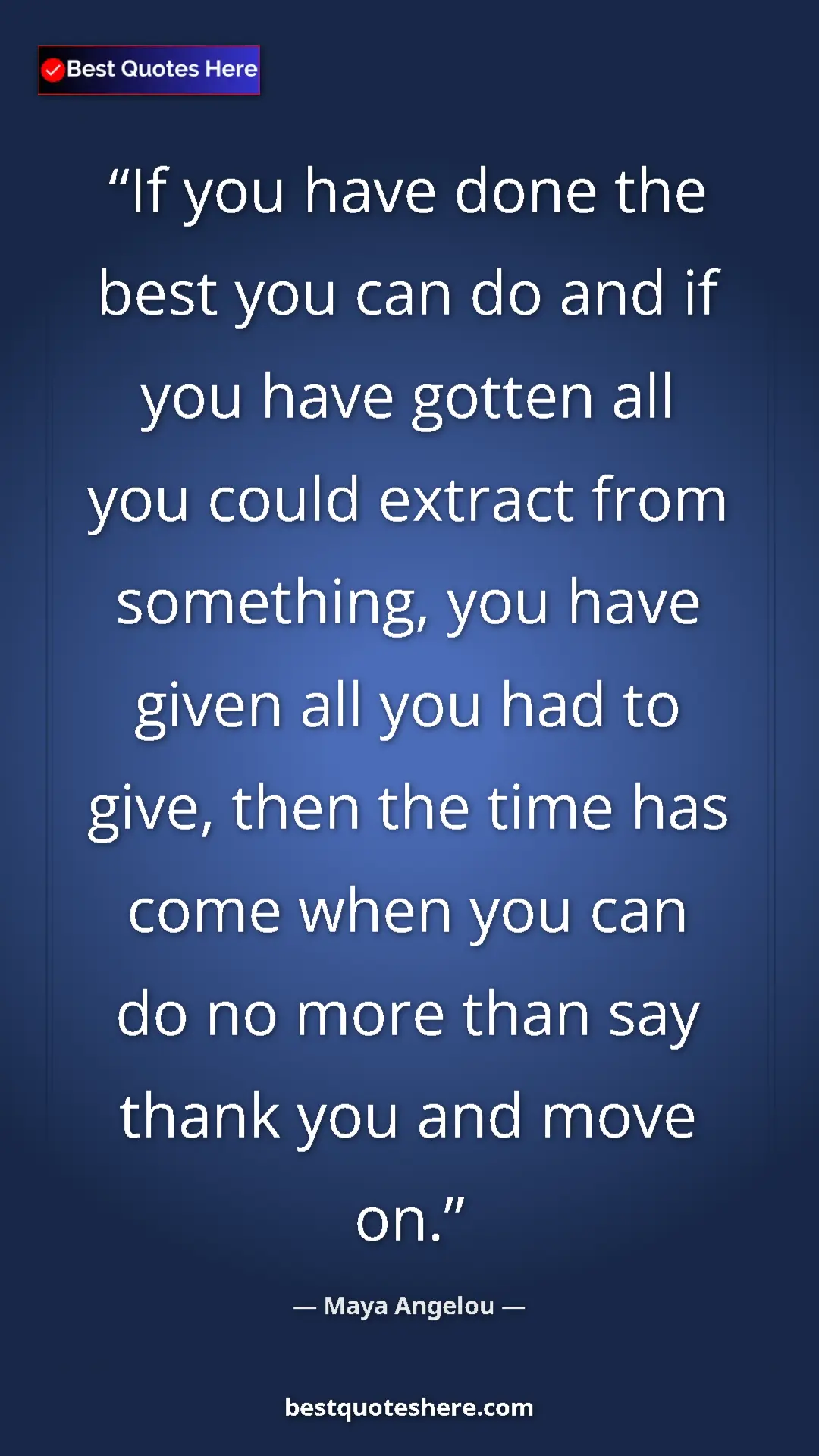 Pinterest quote poster by Maya Angelou: "If you have done the best you can do and if you have gotten..."