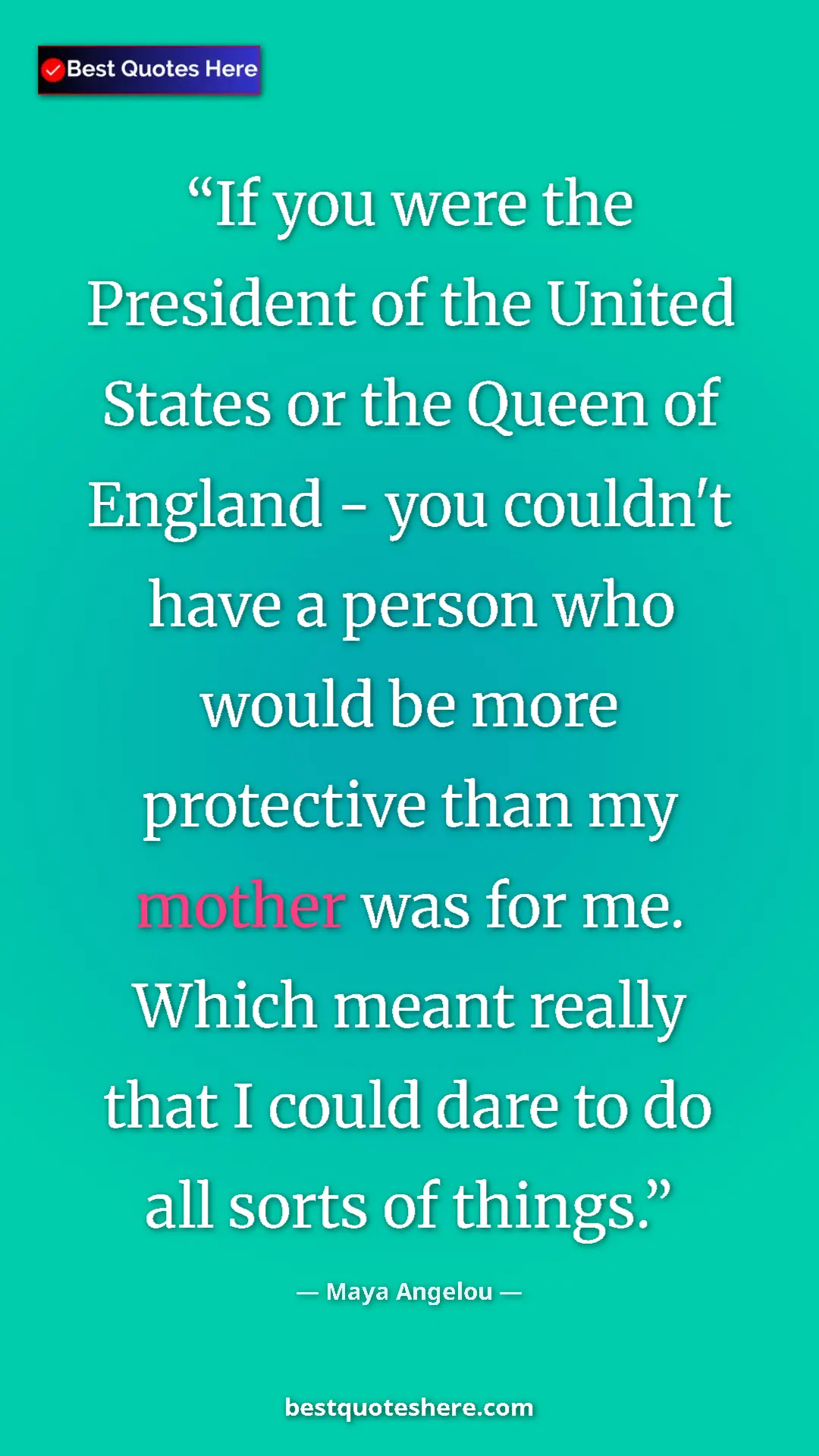 Pinterest quote poster by Maya Angelou: "If you were the President of the United States or the Queen..."