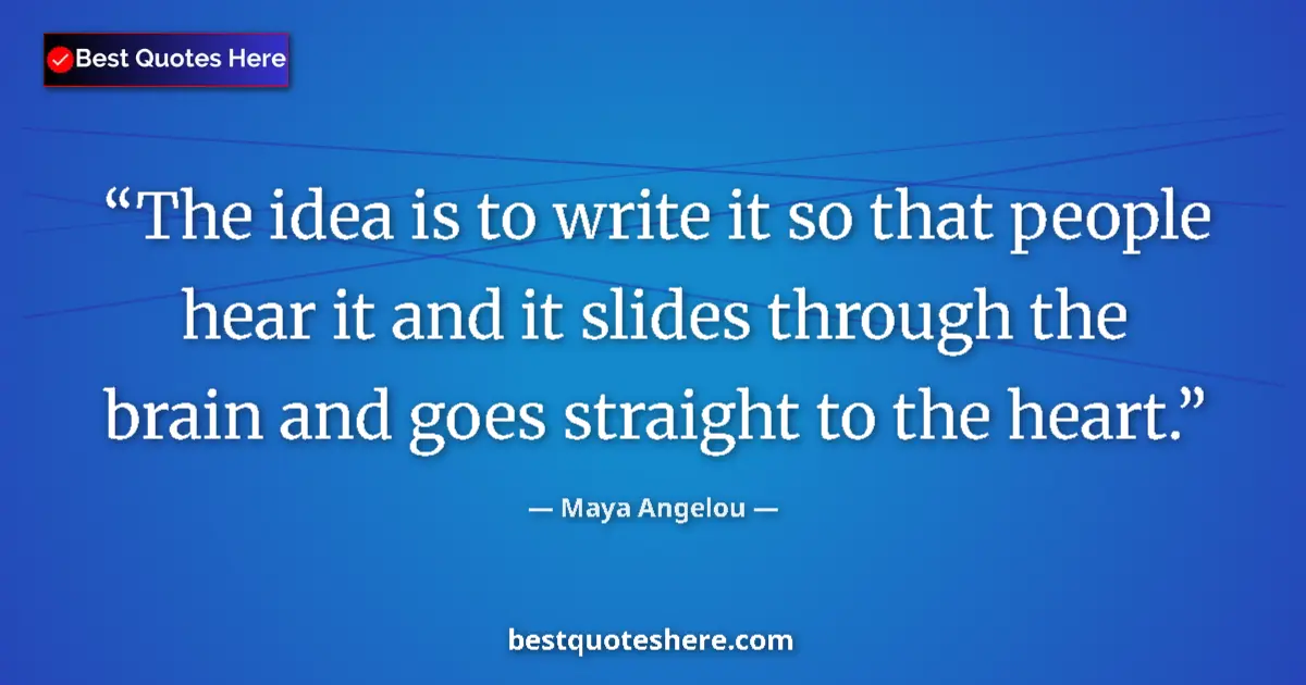 Quote by Maya Angelou: The idea is to write it so that people hear it and