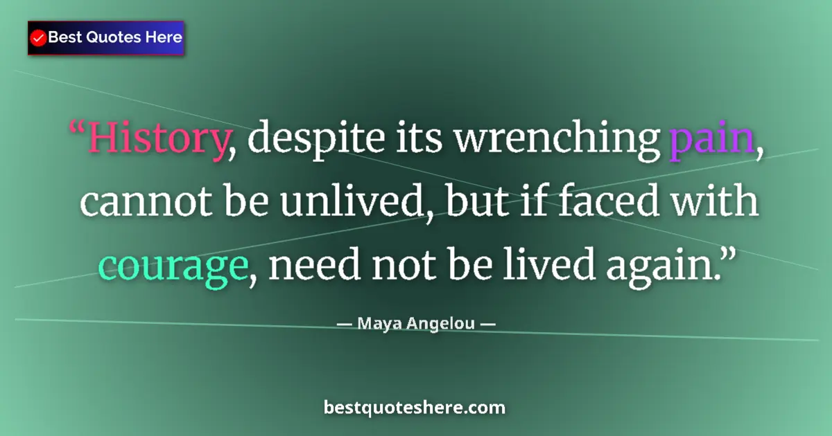 Maya Angelou quote: "History, despite its wrenching pain, cannot be unlived, but..."
