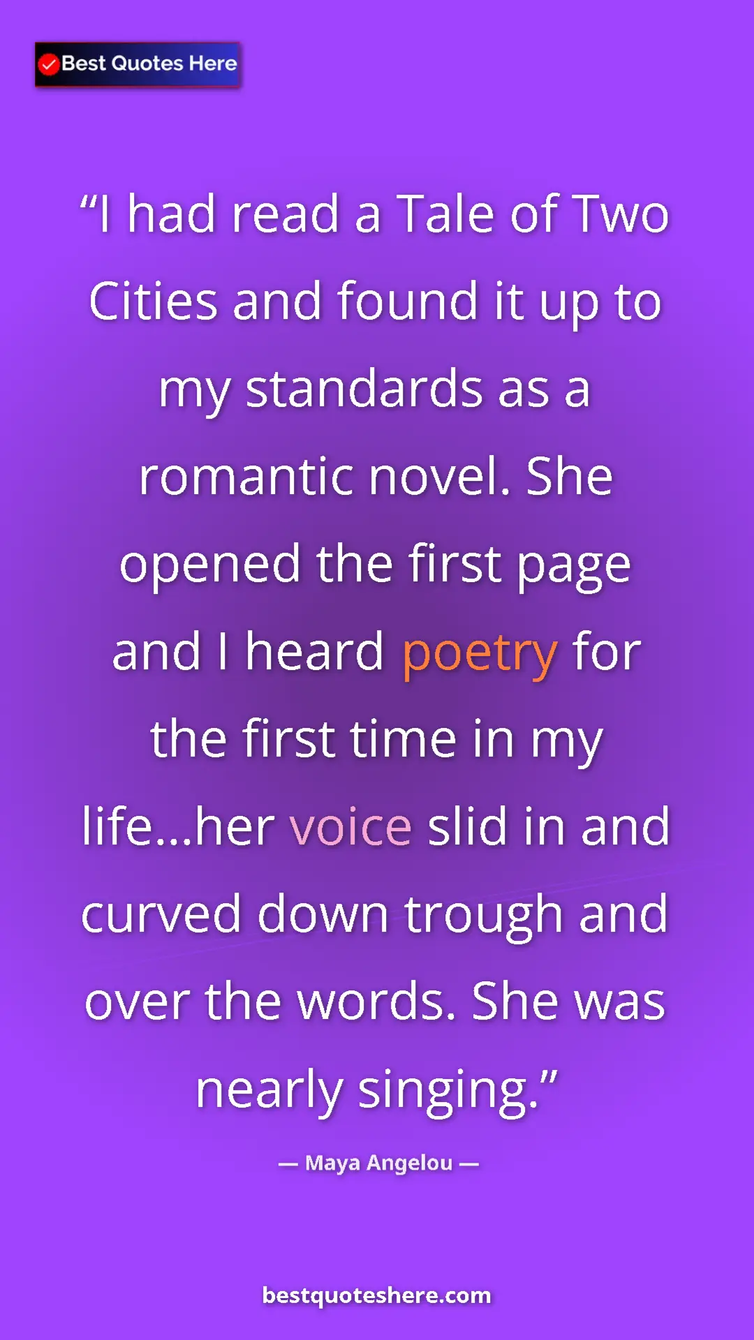 Maya Angelou Quote Card: "I had read a Tale of Two Cities and found it up to my..." Pinterest quote poster by Maya Angelou: "I had read a Tale of Two Cities and found it up to my..."