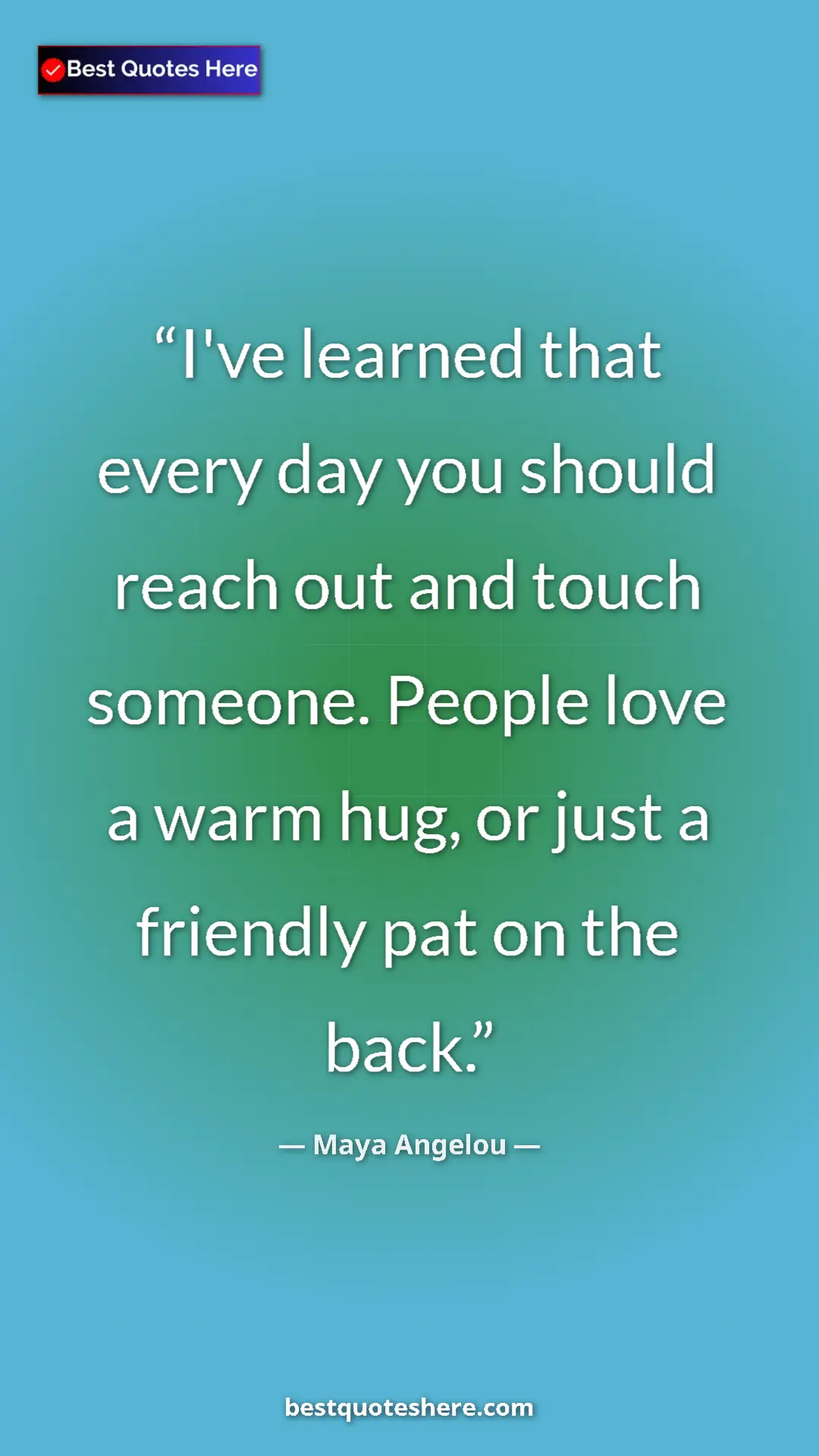 Pinterest quote poster by Maya Angelou: "I've learned that every day you should reach out and touch..."