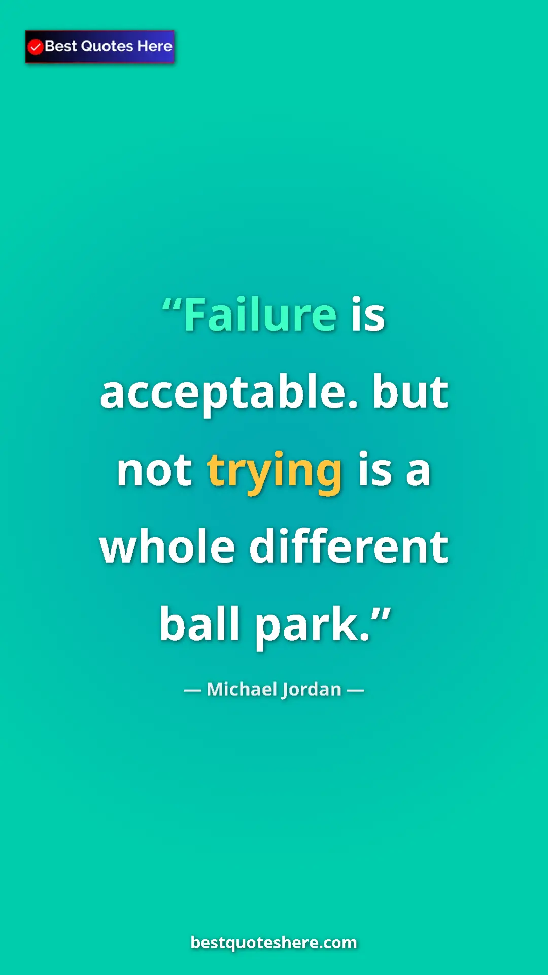 Pinterest quote poster by Michael Jordan: "Failure is acceptable. but not trying is a whole different..."