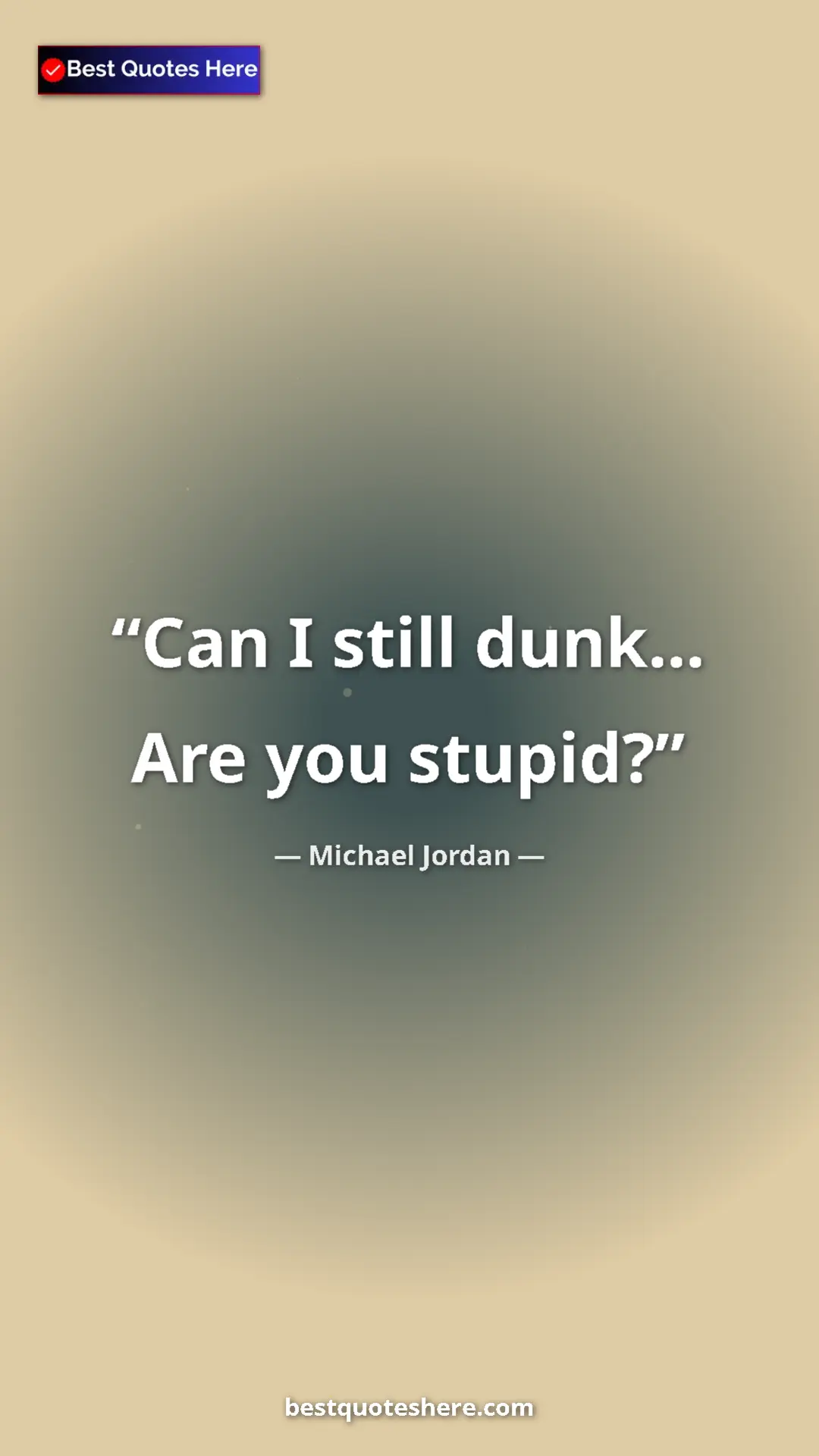 Pinterest quote poster by Michael Jordan: "Can I still dunk... Are you stupid?"