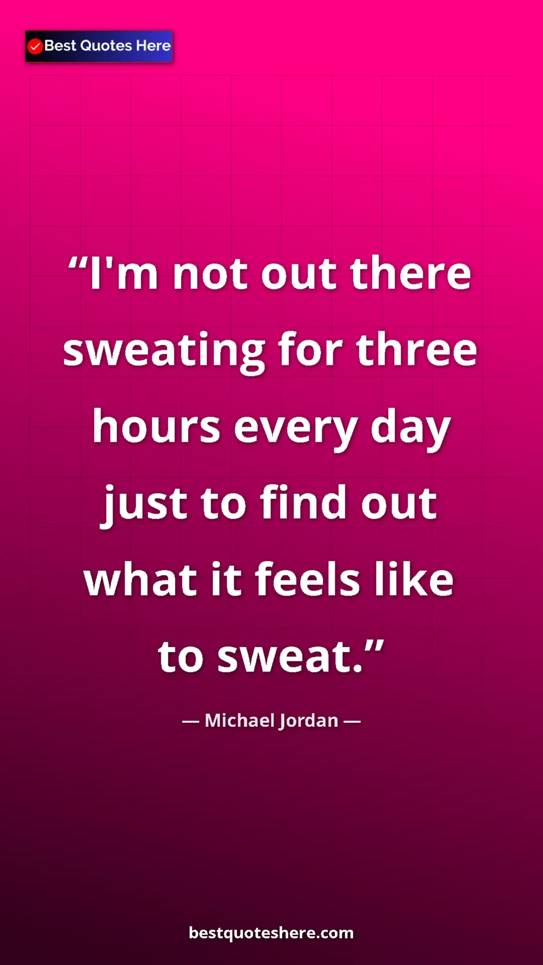 Pinterest quote poster by Michael Jordan: "I'm not out there sweating for three hours every day just..."