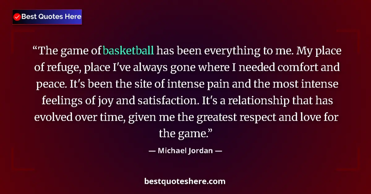 Quote by Michael Jordan: The game of basketball has been everything to me. My place of refuge, place I've always gone where I...