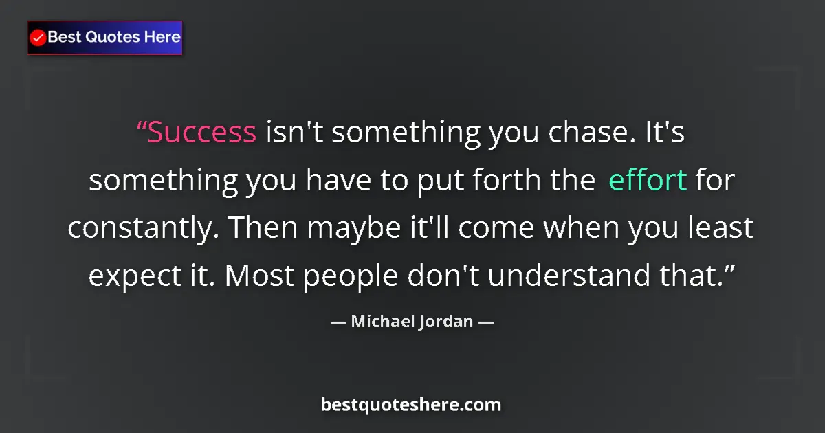 Quote by Michael Jordan: Success isn't something you chase. It's something 
