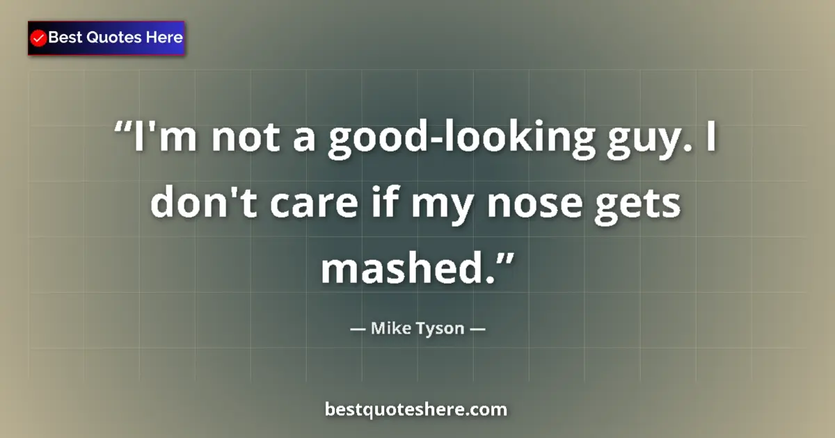 Quote by Mike Tyson: I'm not a good-looking guy. I don't care if my nose gets mashed....