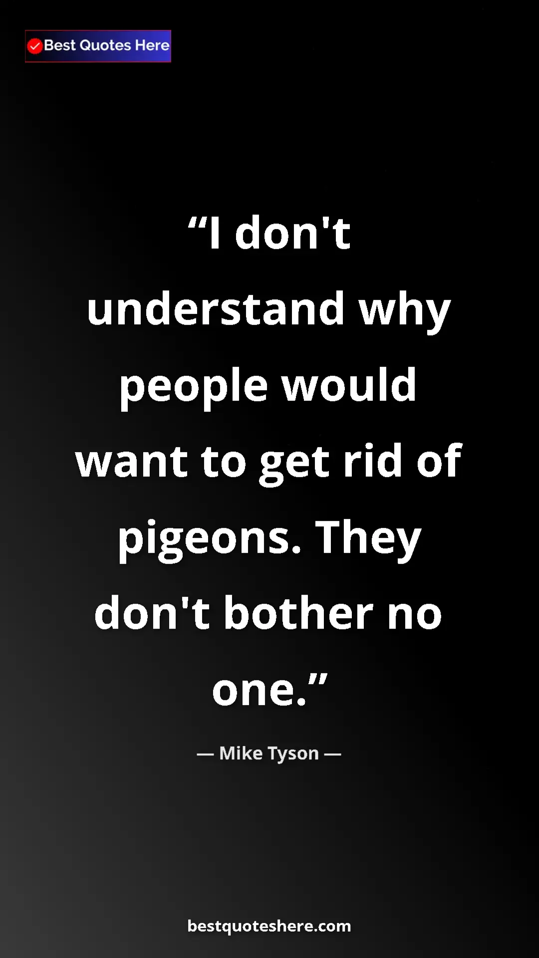 Pinterest quote poster by Mike Tyson: "I don't understand why people would want to get rid of..."