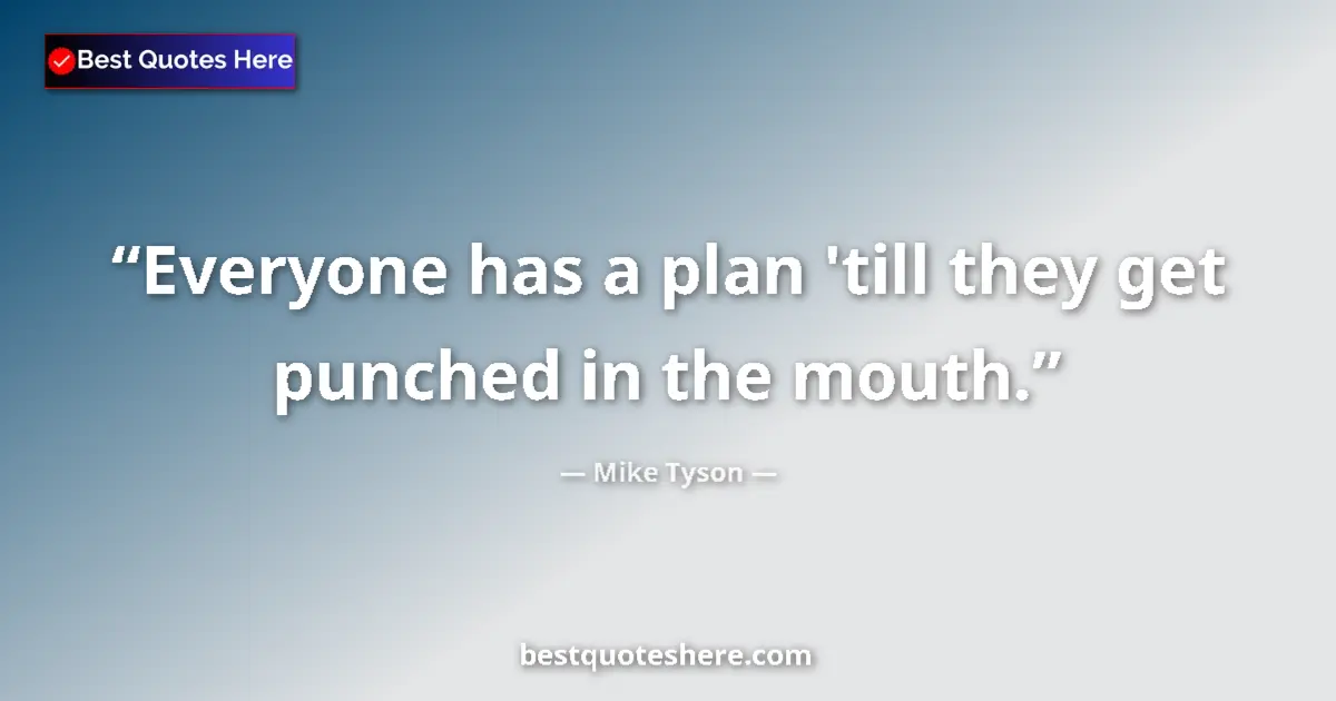 Quote by Mike Tyson: Everyone has a plan 'till they get punched in the mouth....