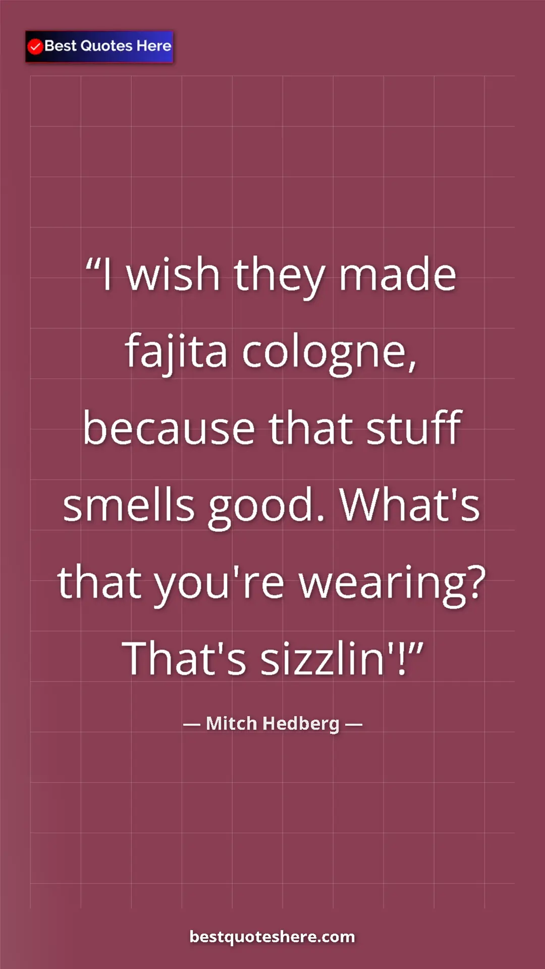 Pinterest quote poster by Mitch Hedberg: "I wish they made fajita cologne, because that stuff smells..."