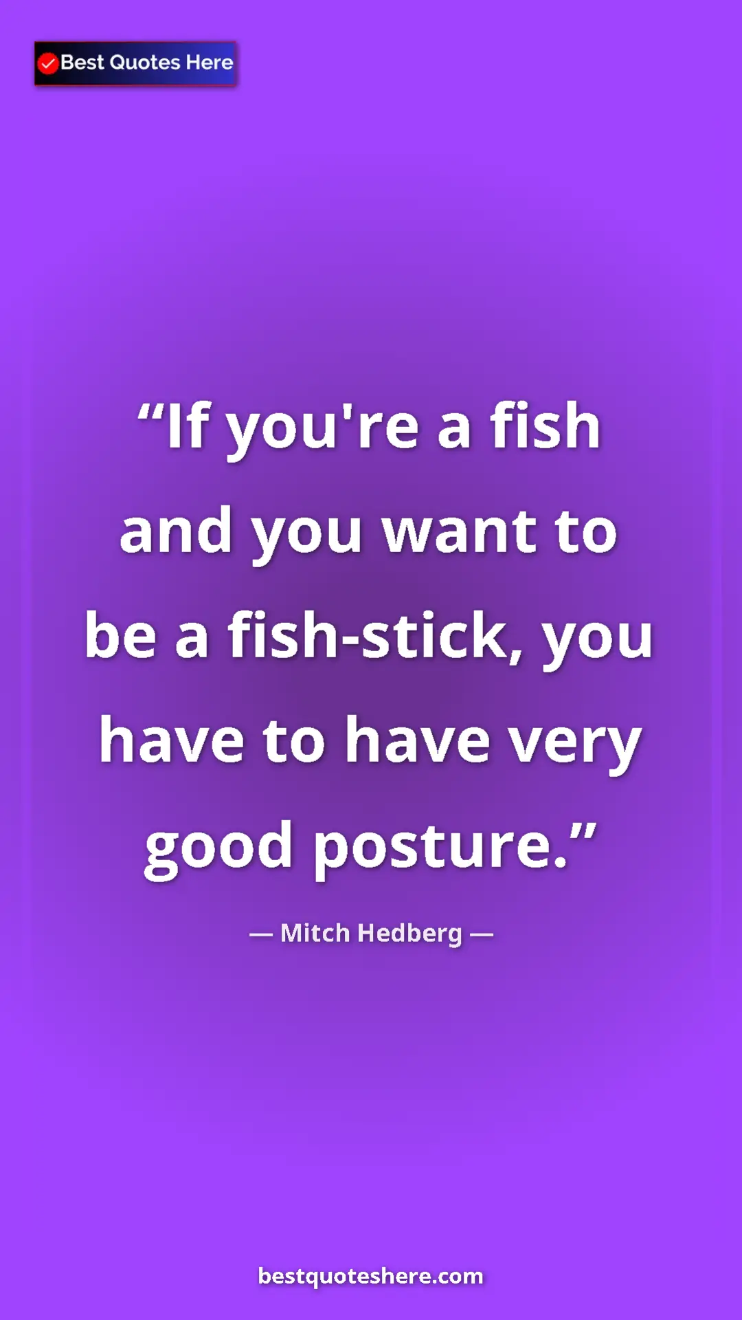 Pinterest quote poster by Mitch Hedberg: "If you're a fish and you want to be a fish-stick, you have..."