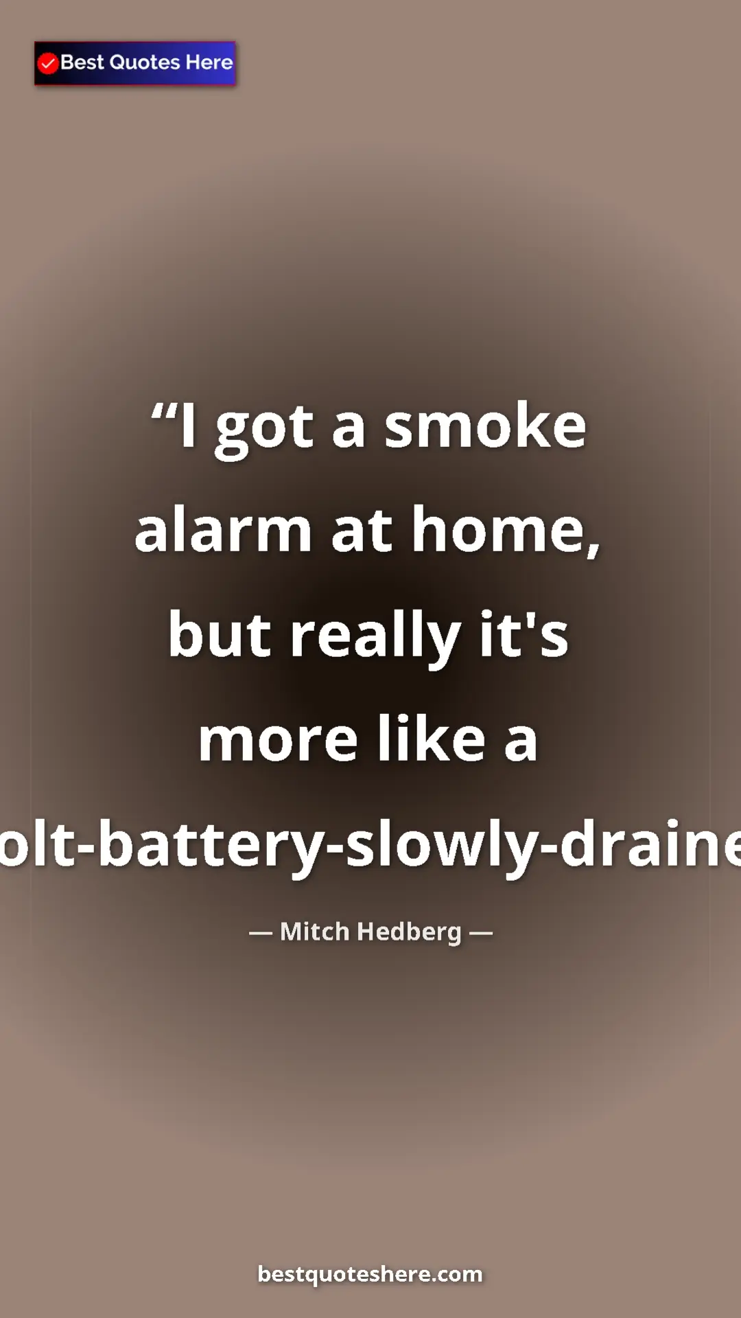 Pinterest quote poster by Mitch Hedberg: "I got a smoke alarm at home, but really it's more like a..."