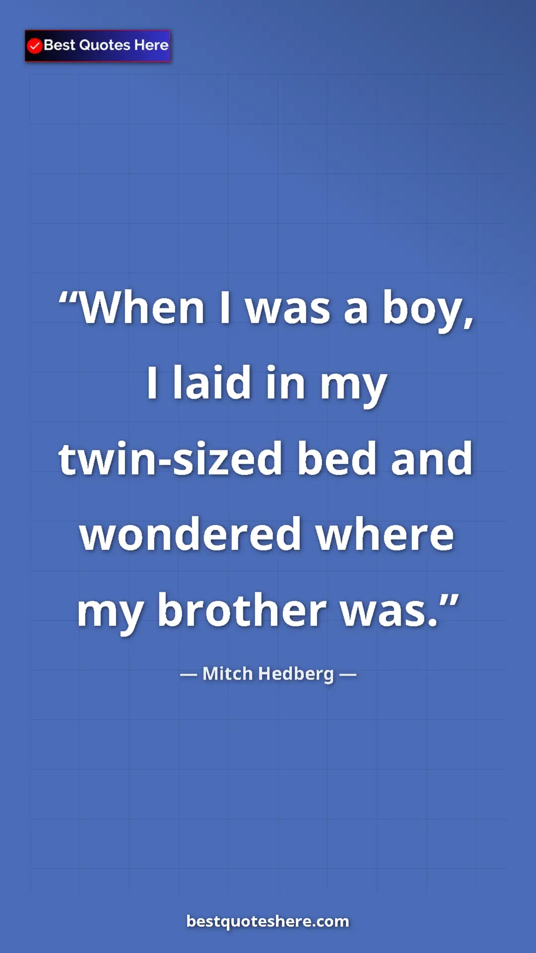 Pinterest quote poster by Mitch Hedberg: "When I was a boy, I laid in my twin-sized bed and wondered..."