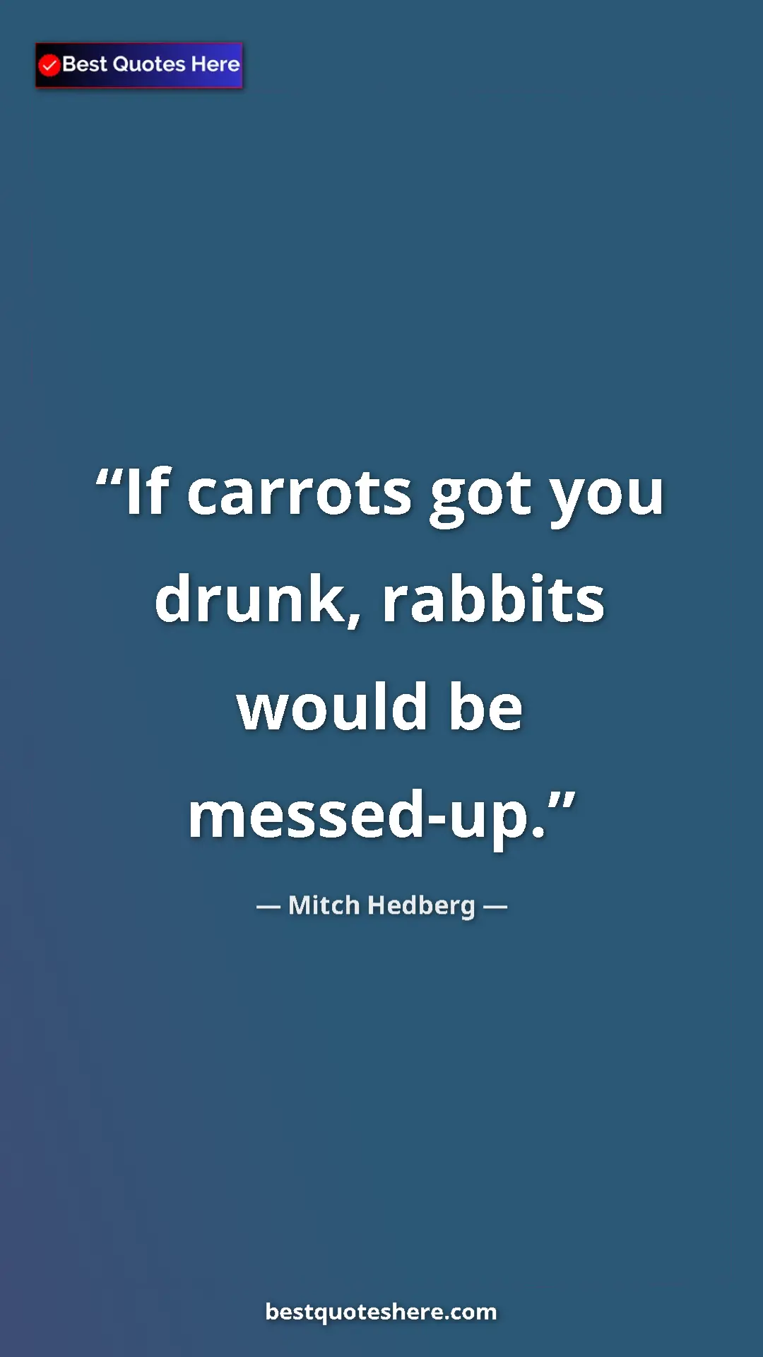 Pinterest quote poster by Mitch Hedberg: "If carrots got you drunk, rabbits would be messed-up."
