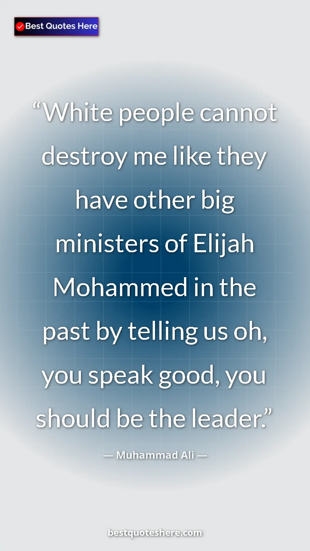 Muhammad Ali Quote Card: "White people cannot destroy me like they have other big..." Pinterest quote poster by Muhammad Ali: "White people cannot destroy me like they have other big..."