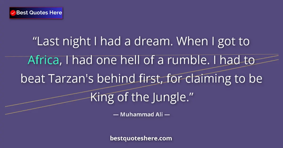 Quote by Muhammad Ali: Last night I had a dream. When I got to Africa, I 