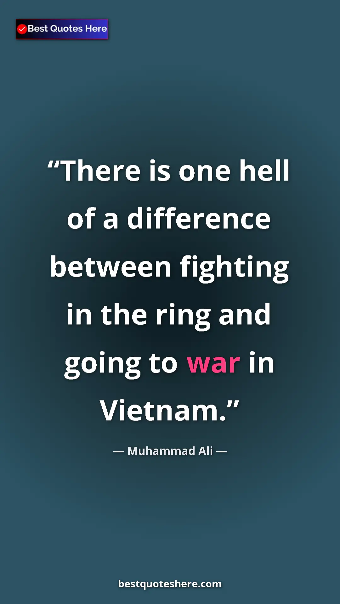 Muhammad Ali Quote Card: "There is one hell of a difference between fighting in the..." Pinterest quote poster by Muhammad Ali: "There is one hell of a difference between fighting in the..."