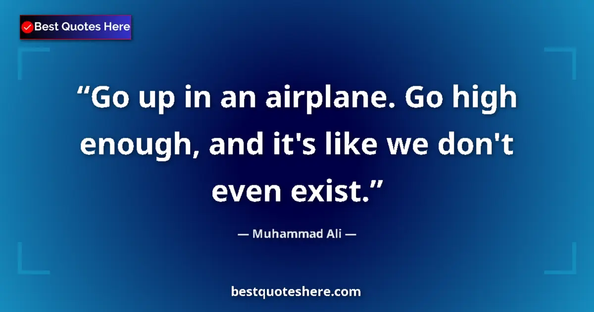 Image for the quote by Muhammad Ali: Go up in an airplane. Go high enough, and it's like we don't even exist....