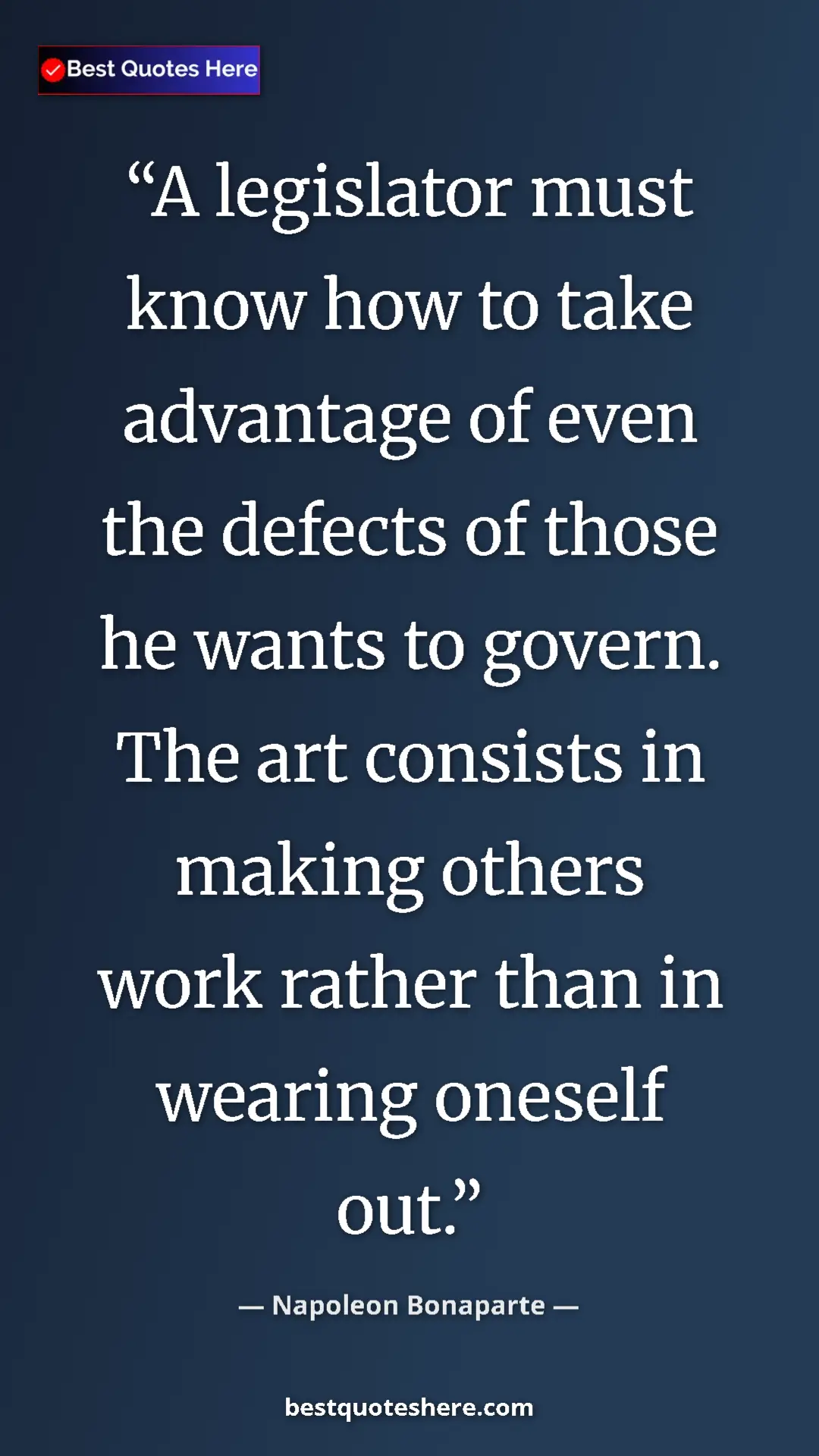 Pinterest quote poster by Napoleon Bonaparte: "A legislator must know how to take advantage of even the..."