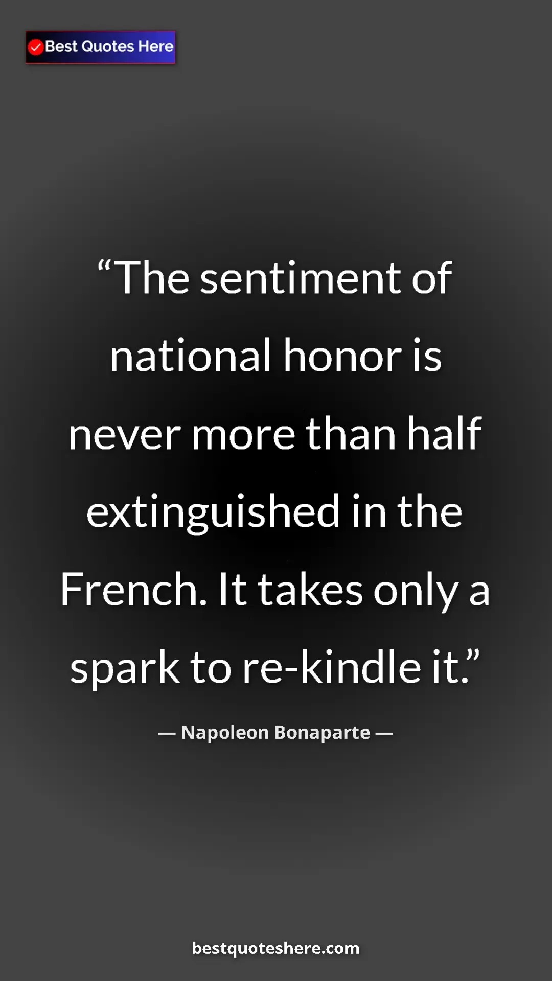 Pinterest quote poster by Napoleon Bonaparte: "The sentiment of national honor is never more than half..."
