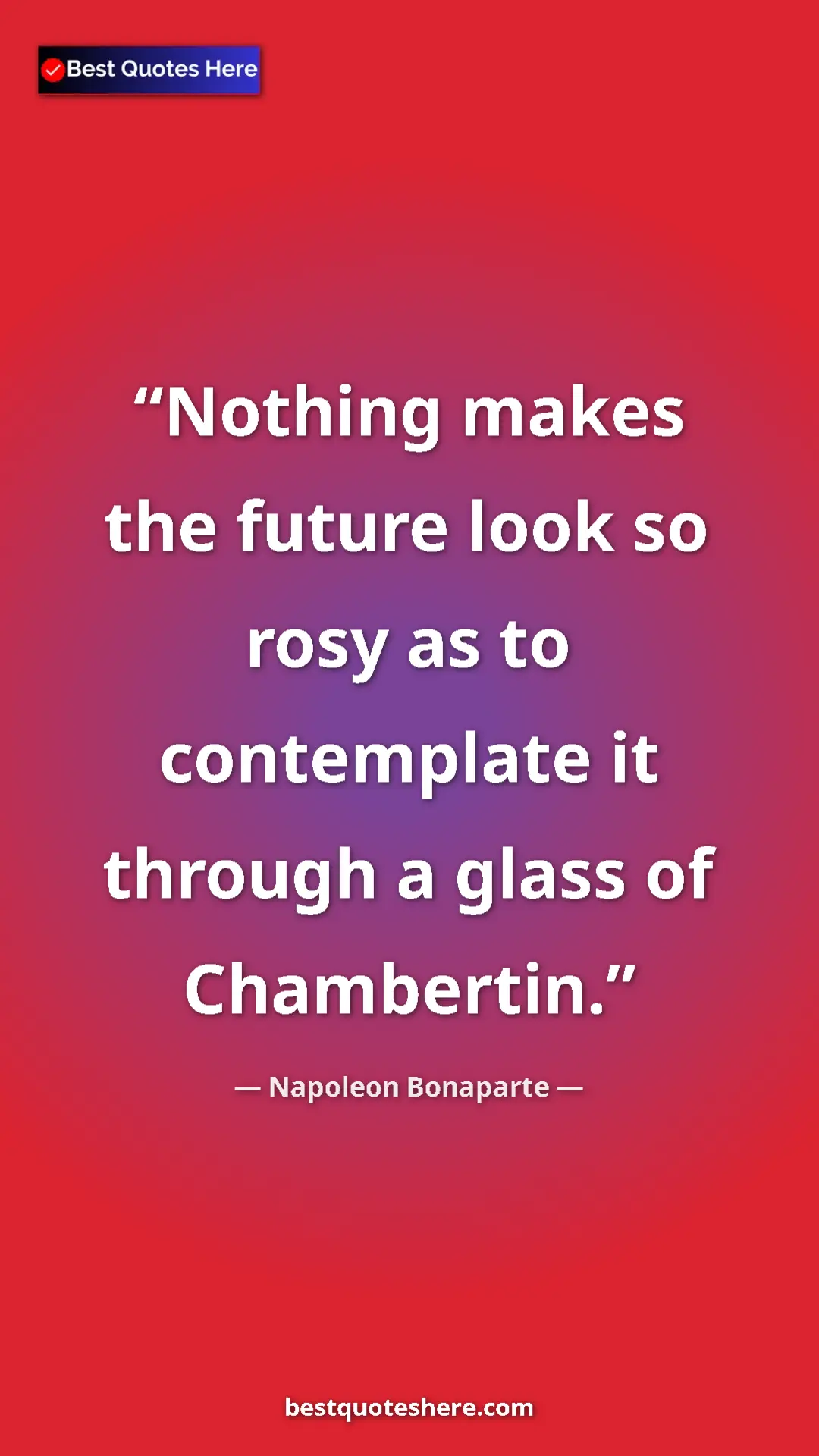 Pinterest quote poster by Napoleon Bonaparte: "Nothing makes the future look so rosy as to contemplate it..."