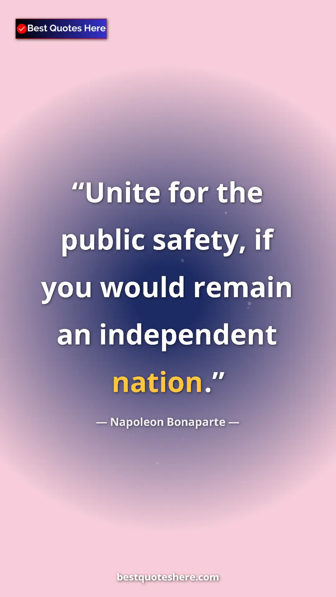 Pinterest quote poster by Napoleon Bonaparte: "Unite for the public safety, if you would remain an..."